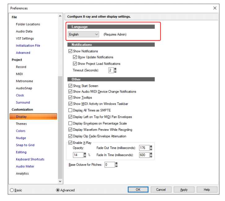 Cakewalk Cakewalk Documentation Language switching