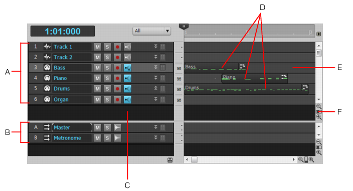 Cakewalk Sonar X3 Documentation Midiファイル プロジェクト トラックおよびクリップ