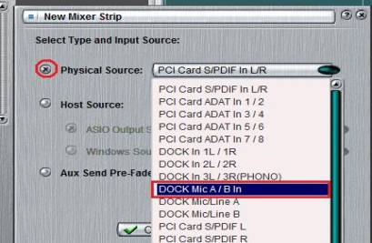 select mixer strip input source