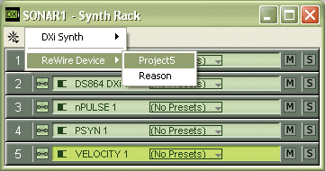 SONAR 2.x's  Synth Rack