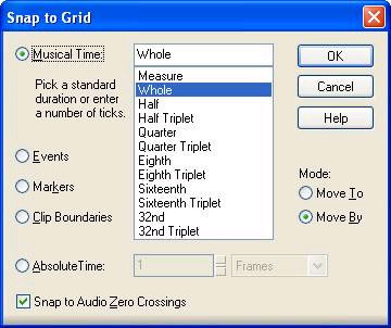 Snap to Grid dialog box